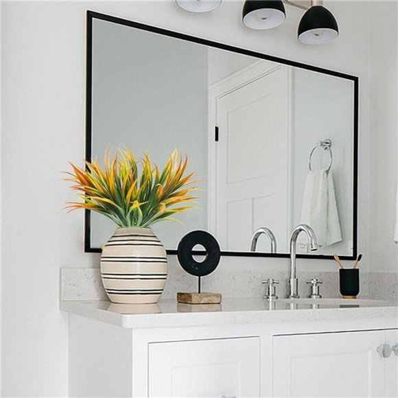 6Pcs Artificial Grass Fake Plants 17.3in Outdoor Plastic Plants UV Resistant - Picture 4 of 6